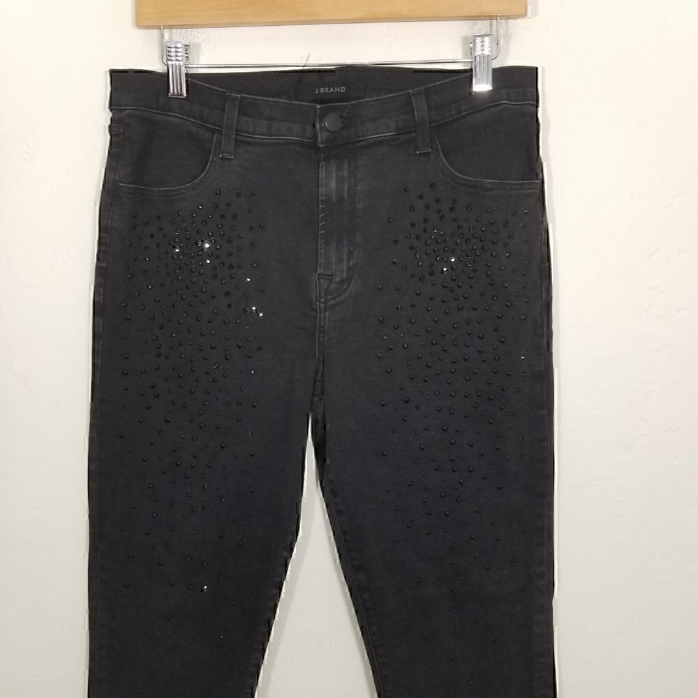 J Brand ALANA Embellished Super Stretch Jeans Black Size 31 - Picture 2 of 10